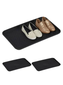 3 x Schuhabtropfschale in Schwarz - (B)60 x (H)3 x (T)40 cm