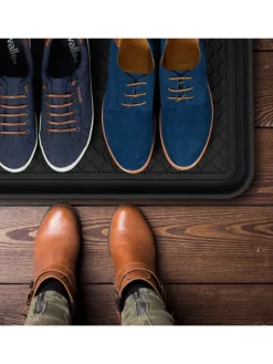 3 x Schuhabtropfschale in Schwarz - (B)60 x (H)3 x (T)40 cm