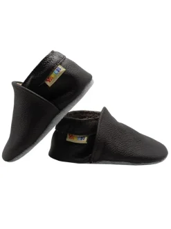 Baby Krabbelschuhe aus Leder mit rutschfester Sohle – Dunkelbraun