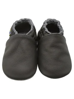 Baby Krabbelschuhe aus Leder mit rutschfester Sohle – Grau
