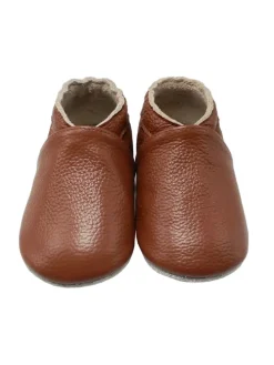 Baby Krabbelschuhe aus Leder mit rutschfester Sohle – Braun