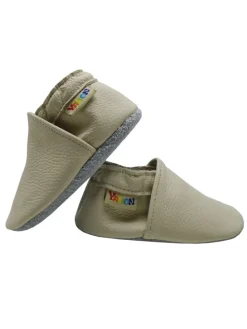 Baby Krabbelschuhe aus Leder mit rutschfester Sohle – Elfenbein