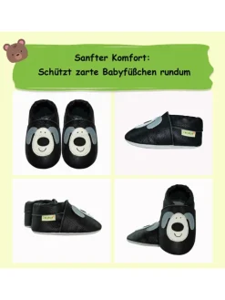 Baby Krabbelschuhe aus Leder, weiche Lauflernschuhe mit rutschfester Sohle