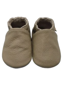 Baby Krabbelschuhe aus Leder mit rutschfester Sohle – Khaki