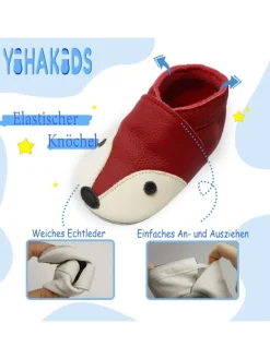 Baby Krabbelschuhe aus Leder, weiche Lauflernschuhe mit rutschfester Sohle