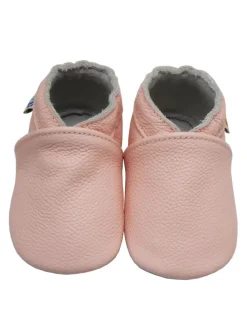 Baby Krabbelschuhe aus Leder mit rutschfester Sohle – in Rosa