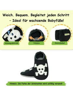 Baby Krabbelschuhe aus Leder, weiche Lauflernschuhe mit rutschfester Sohle