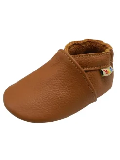 Baby Krabbelschuhe aus Leder mit rutschfester Sohle – Braun