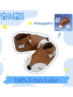 Baby Krabbelschuhe aus Leder, weiche Lauflernschuhe mit rutschfester Sohle
