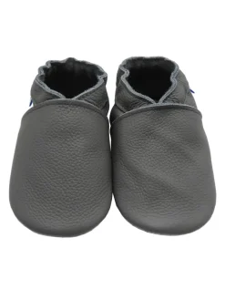 Baby Leder Krabbelschuhe, mit rutschfester Sohle – Grau