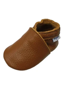 Baby Leder Krabbelschuhe, rutschfeste und weiche Sohle - Braun