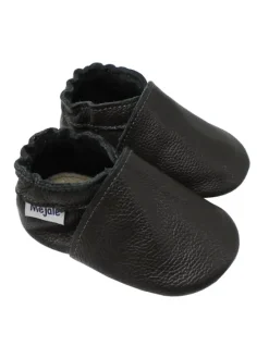 Baby Leder Krabbelschuhe, mit rutschfester Sohle – Schwarz