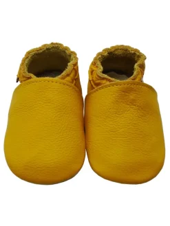 Baby Leder Krabbelschuhe, mit rutschfester Sohle – Gelb