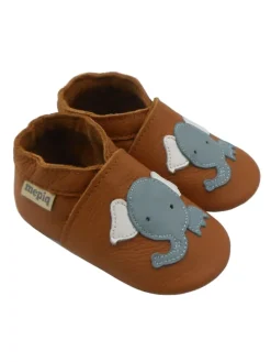 Baby Leder-Krabbelschuhe "Elefant" in Braun