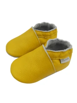 Baby-Leder-Laufschuhe, komfortabel mit rutschfester Sohle - Gelb