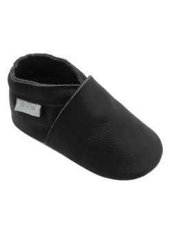 Baby-Leder-Laufschuhe, komfortabel mit rutschfester Sohle - Schwarz