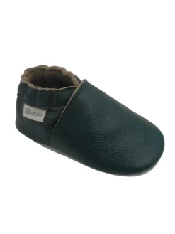 Baby-Leder-Laufschuhe, komfortabel mit rutschfester Sohle - Dunkelgrün