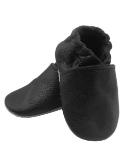 Baby-Leder-Laufschuhe, komfortabel mit rutschfester Sohle - Schwarz