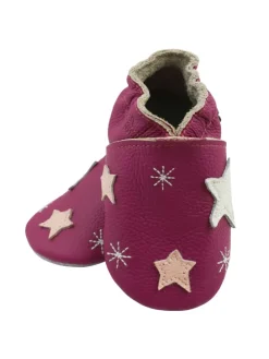 Baby-Leder-Laufschuhe, mit rutschfester Sohle - Schneeflocken- und Sternenmuster