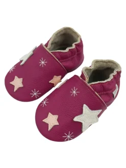 Baby-Leder-Laufschuhe, mit rutschfester Sohle - Schneeflocken- und Sternenmuster