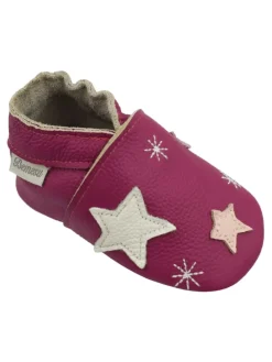 Baby-Leder-Laufschuhe, mit rutschfester Sohle - Schneeflocken- und Sternenmuster