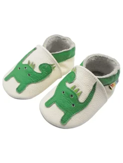Baby-Lederlaufschuhe mit rutschfester Sohle – grünes Dinosauriermuster