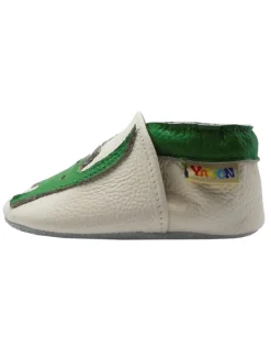 Baby-Lederlaufschuhe mit rutschfester Sohle – grünes Dinosauriermuster