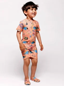 Badeschuhe "Fisch" in Orange/ Bunt