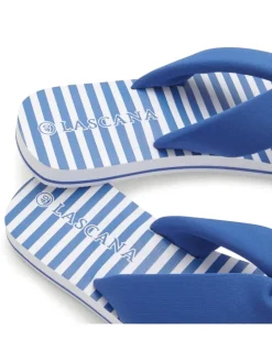 Badezehentrenner in blau/weiß