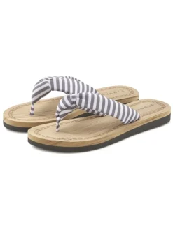 Badezehentrenner in hellgrau-gestreift