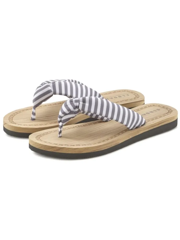 Badezehentrenner in hellgrau-gestreift