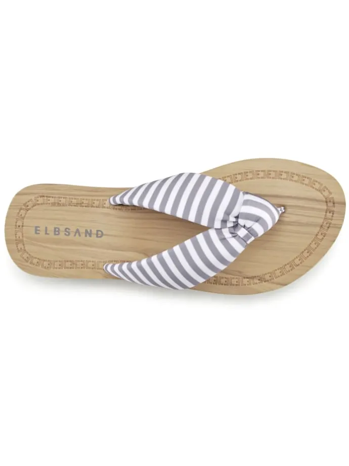 Badezehentrenner in hellgrau-gestreift