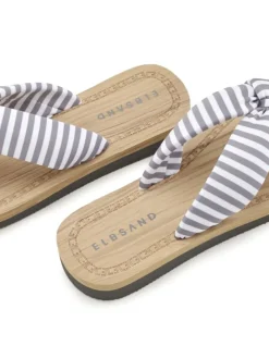 Badezehentrenner in hellgrau-gestreift