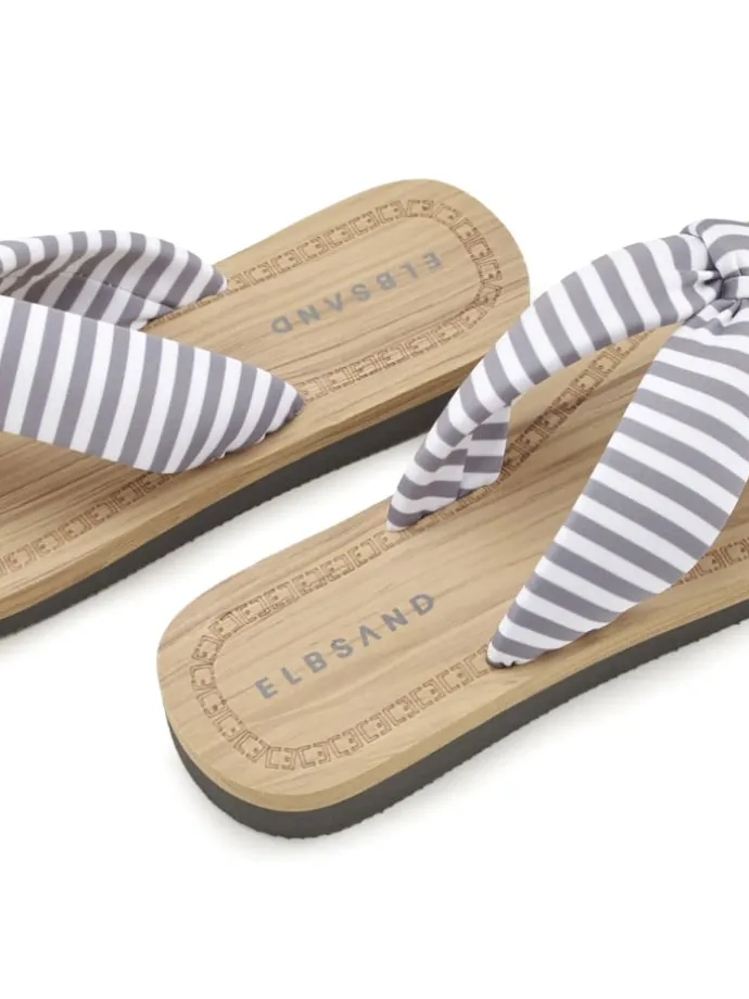 Badezehentrenner in hellgrau-gestreift