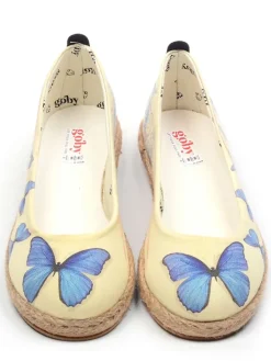 Ballerinas in Beige/ Blau