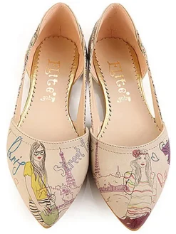 Ballerinas in Beige/ Bunt