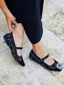 Ballerinas in Schwarz/ Silber