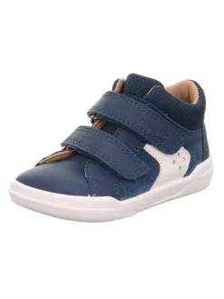 Barfuß Leder-Stiefeletten "Superfree" in Dunkelblau/ Weiß