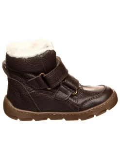 Barfuß Leder-Winterboots in Braun