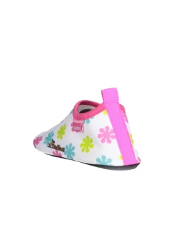 Barfuß-Schuh DIE MAUS Blumen in Weiß/Rosa