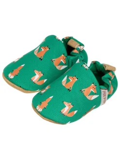 Baumwoll-Krabbelschuhe "Fox" in Grün