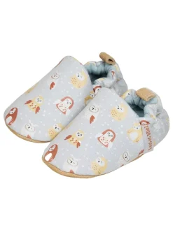 Baumwoll-Krabbelschuhe "Owl" in Hellblau