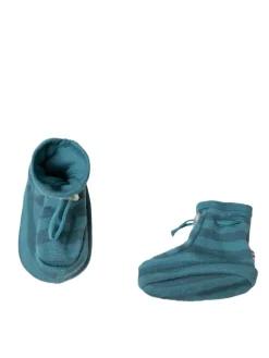 Booties Krabbelschuhe Merino-Wolle in blue stripe