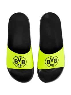 BVB Badeschlappen Logo neon in Schwarz