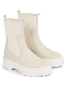 Chelsea-Boots in Beige/ Weiß