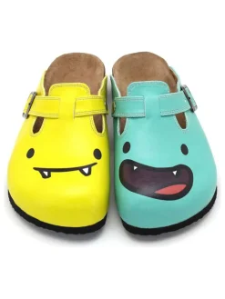 Clogs in Gelb/ Türkis