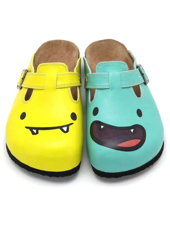 Clogs in Gelb/ Türkis