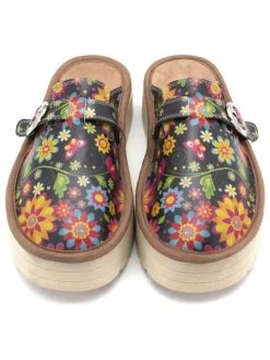 Clogs in Schwarz/ Bunt