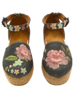 Espadrilles in Anthrazit/ Bunt