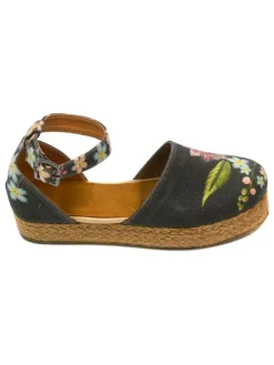 Espadrilles in Anthrazit/ Bunt